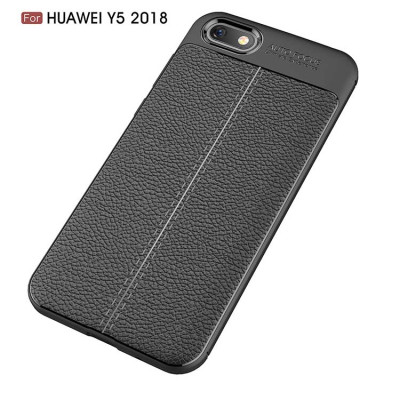 Силиконови гърбове Силиконови гърбове за Huawei Луксозен силиконов гръб ТПУ кожа дизайн за Huawei Y5 2018 / Huawei Y5 Prime 2018 DRA-L22 черен
